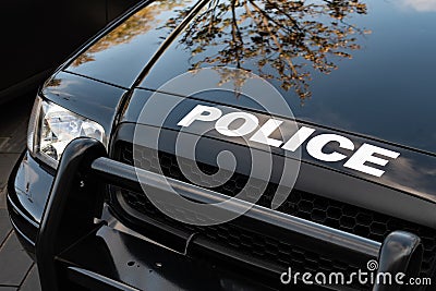 Close up police car Stock Photo