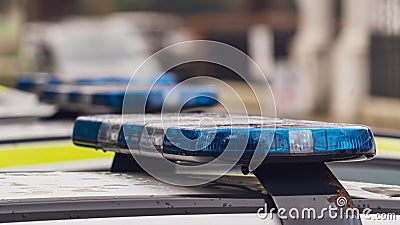 Close up of a Police light bar on top of a car Stock Photo