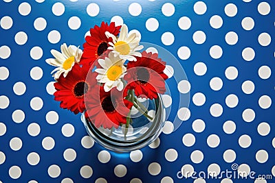 close-up of polka dot print on a glass vase Stock Photo