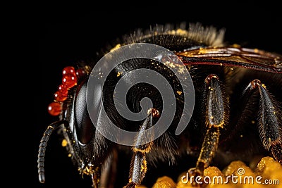 close-up of pollen-covered bumblebee wing Stock Photo