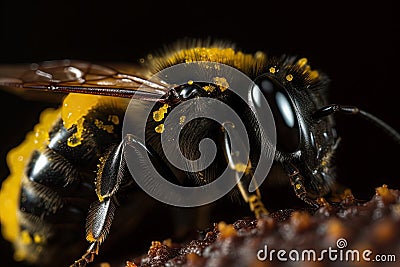 close-up of pollen-covered bumblebee wing Stock Photo
