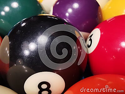 Close up of pool billard balls Stock Photo