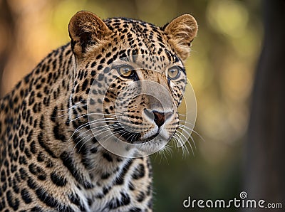 Close up portrait of African leopard Stock Photo