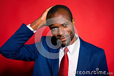 Close up portrait of attractive nice good-looking imposing elega Stock Photo