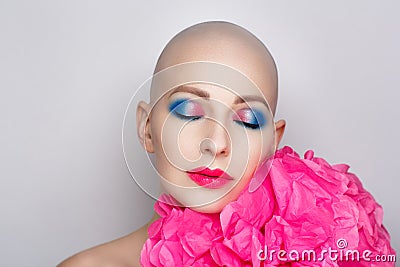 Beauty bald woman Stock Photo