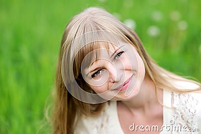 Close-up portrait of beautiful young blond woman Stock Photo
