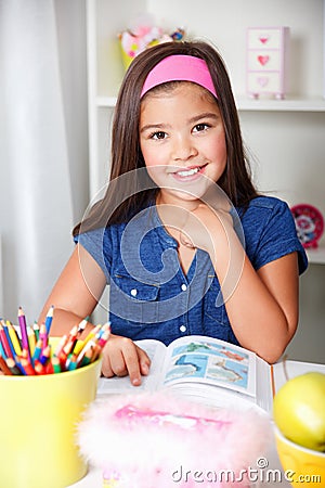 Close-up portrait of a beautiful young school girl Stock Photo