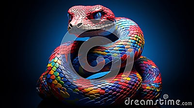 Close-up portrait of a bright snake. Reptile Stock Photo