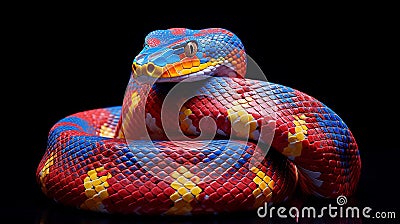 Close-up portrait of a bright snake. Reptile Stock Photo