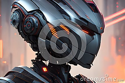 Artificial intelligence robot with a friendly and personable face in a modern laboratory with Generative AI Stock Photo