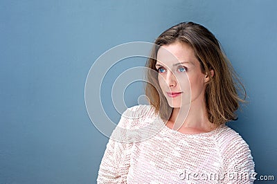 Close up portrait of a charming woman in sweater Stock Photo