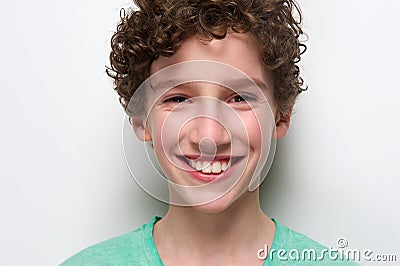 Close up portrait of a cheerful boy smiling Stock Photo