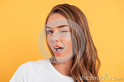 Close up portrait of a cheerful pretty girl Stock Photo