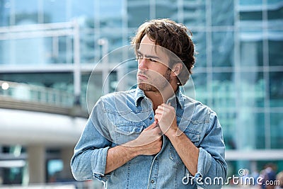 Close up portrait of a cool male fashion model Stock Photo