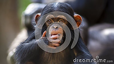 Portrait of a Baby Chimpanzee Stock Photo