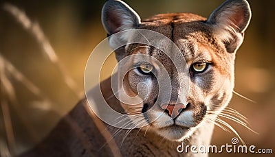 Close up portrait of a cute feline, looking at camera generated by AI Stock Photo