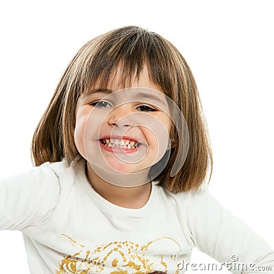 Sweet girl showing teeth. Stock Photo