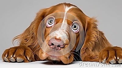 Close up portrait of a dog. Pure youth crazy look. Stock Photo