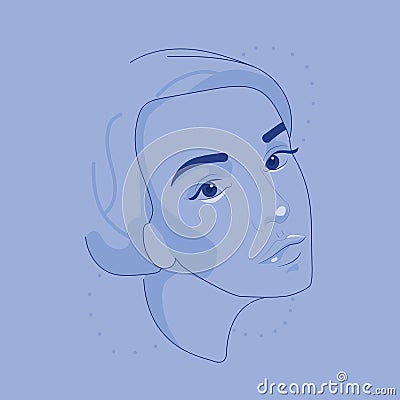 Close-up portrait of a elegant lady. Vector Illustration