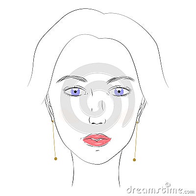 Close-up portrait, the face of a young girl Vector Illustration