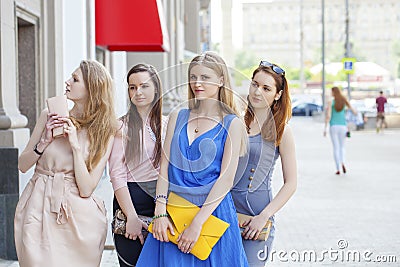 Close-up portrait of four urban women outside Stock Photo