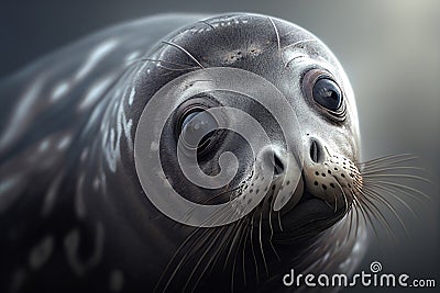 Close-up portrait of a fur seal - Generative AI Cartoon Illustration