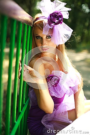 Close-up portrait glamorous young girl Stock Photo