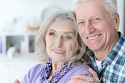 happy senior couple at home Stock Photo