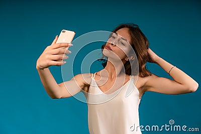 Close-up portrait of her she nice-looking charming attractive lovely winsome fascinating cheerful cheery straight-haired lady Stock Photo