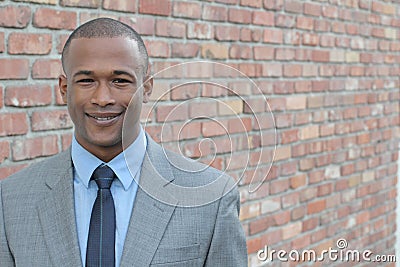Close up portrait of male african american corporate worker with copy space Stock Photo