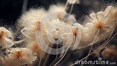 Ethereal White Flower On Dark Background: A Dreamlike Japanese-inspired Imagery Stock Photo