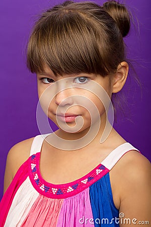 Close up portrait of pretty preteen girl Stock Photo
