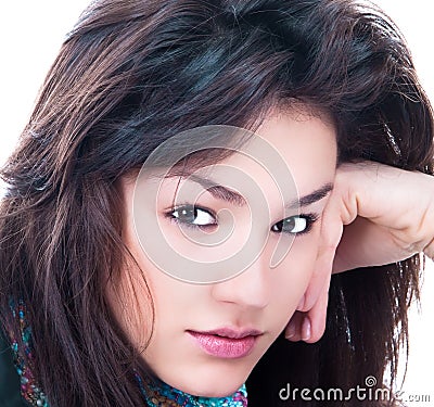 Close-up portrait of caucasian young woman Stock Photo