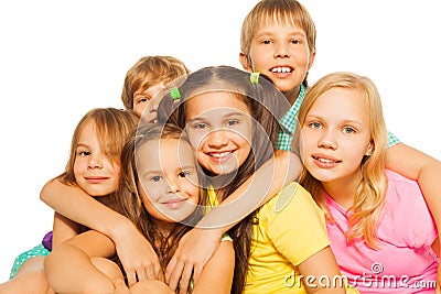 Close-up portrait of six kids Stock Photo