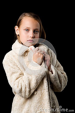 Close up portrait of stylish preteen girl Stock Photo