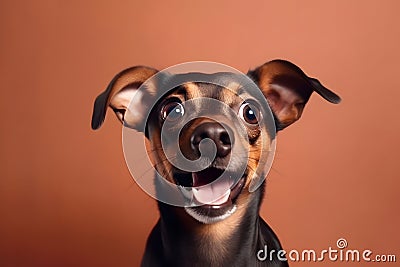 Close up portrait of surprise and amazed dog. Generative AI Stock Photo