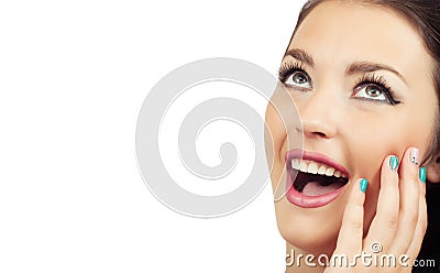 Close-up portrait of surprised beautiful girl Stock Photo