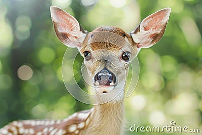 Close-up Portrait of a Young Deer in Natural Light Stock Photo
