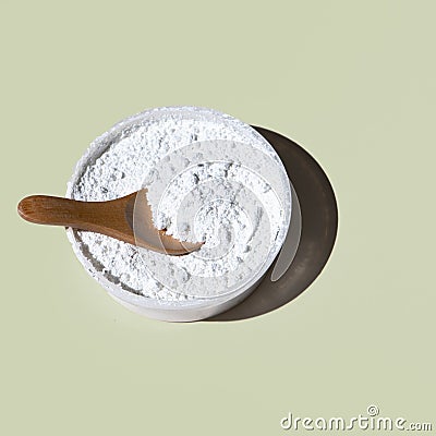 Close up powder bowl plain background. High quality and resolution beautiful photo concept Stock Photo