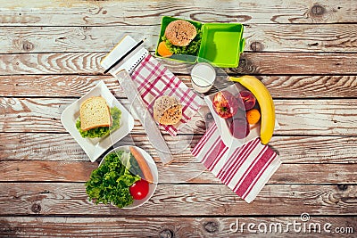 Close-up prepared by school lunches Stock Photo