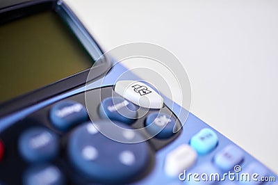 Close-up of the print key on a thermal labeling machine. Stock Photo