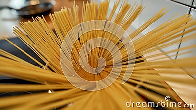 Close up of process of cooking homemade italian pasta. Home cooking concept Stock Photo