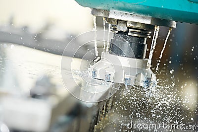 Close-up process of metal machining by mill Stock Photo