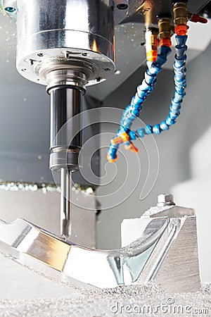 Close-up process of metal machining by mill Stock Photo