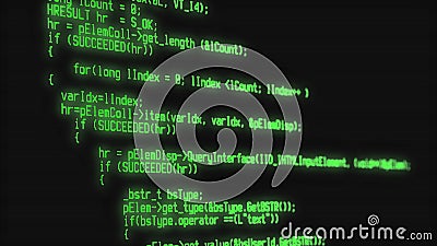 Close-up of a program code on a computer screen. Technology, coding, programming, software development and hacking concept. 3d Stock Photo