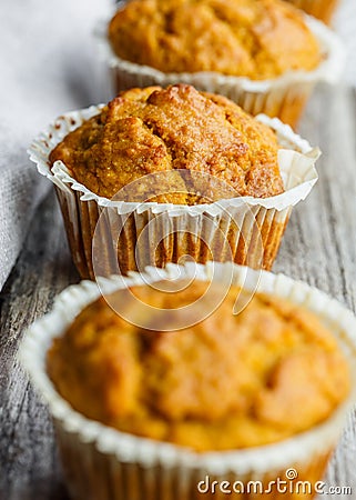 Close up of Pumpkin muffins Stock Photo