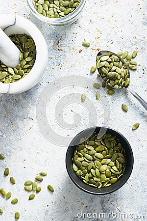 Close-Up Of Pumpkin Seeds Stock Photo