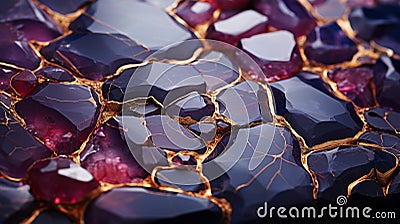 A close up of a purple and gold rock Stock Photo