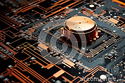 close-up of a quantum radar circuit board design Stock Photo