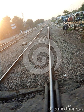 Close up of railway track Stock Photo